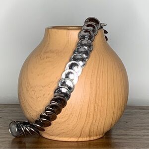 Vintage Belt Stretch Silver-Tone Medallion Cinch Belt Coin Style